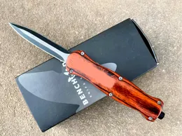 Nowy Mini 166 Automatyczny nóż 2,95 "440C Blade, aluminium cynku + rękojeść drewna na zewnątrz kempingowe polowanie taktyczne EDC