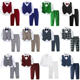 Anzüge Baby Jungen Anzug Set Kleinkind Blazer Kleinkind Hochzeitsanzüge Outfit Junge Taufe Taufe Smoking Kinder Weihnachten formelle Kleidung Sets 230918