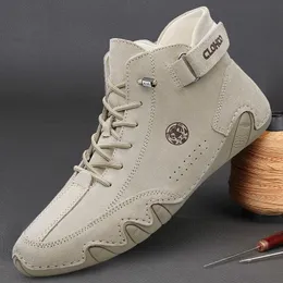Stövlar mäns äkta läderskor ankelstövlar män sneakers utomhus ljus snörning casual skor mode loafers vinter varma stövlar 230918