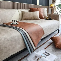 Stol täcker moderna lyxiga faux läder soffa täcker vattentätt sektion non-halk 2 3 sits soffa slipcover möbler skyddsdjur husdjur
