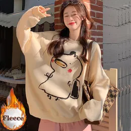 Frauen Hoodies Herbst Winter Baumwolle Casual Übergroßen Hoodie Weiblichen Koreanischen Fleece Kawaii Cartoon Frauen Crewneck Sweatshirts Tops