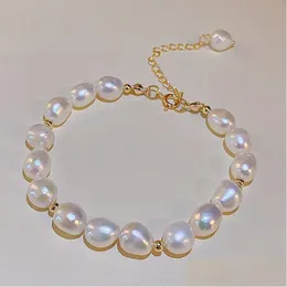 Chain Irregar Baroque Freshwater Pearl Bracelet Adjustable Bracelets Fashion Jewelry For Women Drop Delivery Dhdmo