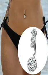 Crystal ream Ring Bar Barbell Drop Draining Bell Piercing Nombril Ombligo Belly Button Rings Men Women Body Jewelry2211001