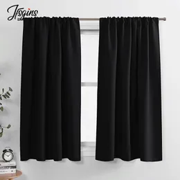 Curtain Blackout Short Curtains for Bedroom Opaque Blinds Window Living Room Kitchen Treatment Ready Made Small Drapes 230919