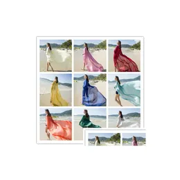 Newest Women Sunsn Shawl Scarves Large Size 190X140Cm Chiffon Beach Towel Warps Solid Color Pashmina Drop Delivery Dhup5