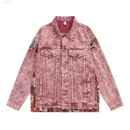 High Street Fashion Marka Dirty Pink Wash and Sllice Denim Coat Men's Damska Pary Kurnetyka