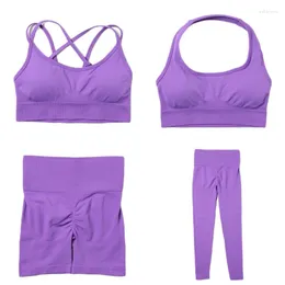 Aktive Sets 2 Stück Nahtlose Yoga Set Workout Outfits Sport Neckholder BH Hohe Taille Shorts Leggings Fitness Gym Kleidung für Frauen