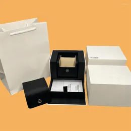 Watch Boxes Factory Wholesale Black Leather Iw Original Box With Booklet Portable Card Can Custom Watches Gift