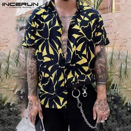 INCERUN Sommer Männer Hawaiian Shirt Gedruckt Kurzarm 2020 Revers Casual Bluse Atmungsaktive Strand Shirts Camisa Streetwear S-3XL343j