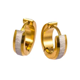 Pendientes de aro esmerilados de oro plateado de moda para hombre y mujer, aretes pequeños de acero inoxidable, estilo minimalista para mujeres y hombres enteros 248p