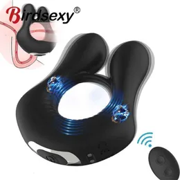 Brinquedo sexual massageador remoto sem fio vibratório pênis anel vibrador elástico retardado ejaculação galo para homens próstata