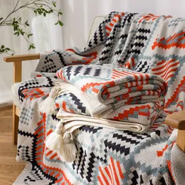 Blankets Nordic Style Knitted Bohemian Plaid Throw Blanket Sofa Cover With Tassels Travel Leisure Bed Bedspread 230919