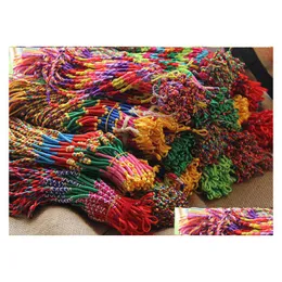 Urok Bracelets Colorf Women BRAID CORDS Strands Tkaczy się ręcznie robiona Bieczek łańcucha sznurka dla dziewczynki damskie biżuteria DIY w Dr Dhtqj