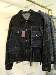 Xinxinbuy Men Designer Coat Denim Jacket Jacket Bocket Long Sleeves Women Gray Black Khaki S-XL