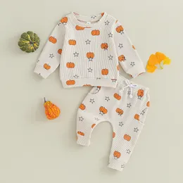 Conjuntos de roupas ma bebê 03y Halloween nascido infantil bebê menino menina roupas manga longa abóbora estrela impressão tops calças criança outfits d05 230919