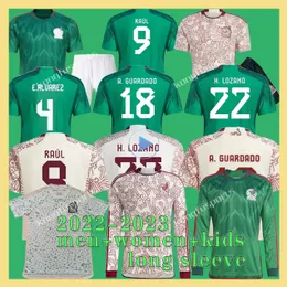 23 24 Soccer Jerseys Home Away Mexicoo Long Sleeve 2023 Raul Chicharito Lozano Dos Santos O.Pineda Football Shirt Kids Kit Women Set Setar Uniforms Fans Football Jersey