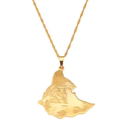 24K Gold Plated Map of Ethiopian Lion Pendant Necklace Africa Gold Chain Necklace Map Jewelry257M