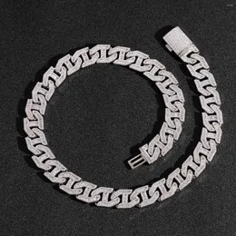 Pendant Necklaces 9MM Square Necklace Baguette Zircon Chain Men's Hip Hop Link Gold Color Copper Bling Fashion Rock Jewelry
