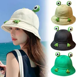Cimri ağzı şapkalar yeni parentchild kurbağa kovası gözlerle yaz katlanabilir hafif güneş şapka balıkçılık kapakları kadınlar için yetişkin çocuklar 230916