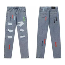 New jeans men women long Jogging Retro High Waist Rhinestones Skinny Design Hole Hot Washed Denim Pants 22 styles black white blue 2023 top jean size s-2xl