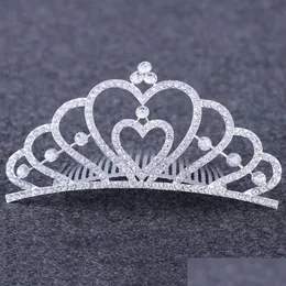 Hair Jewelry Update Crystal Bride Crown Tiara Comb Diamond Heart Headband Headdress Bridal Rhinestone Combs Birthday Pageant Party Fa Dhm9E