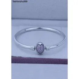 100% Authentic 925 sterling silver bangles cuff Silver Circle of Love Pink Cz Bracelet fits for charms beads wholesale 1pc/lot1140746