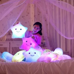 Brinquedo criativo travesseiro luminoso macio pelúcia brinquedo brilhante colorido estrelas almofada led luz brinquedos presente para crianças