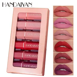 Szminka 6 kolorów Makeup Matte Lipstick Waterproof Długotrwałe wargi Seksowne czerwone różowe aksamitne nagi szminki Kobiety Seksowne usta kosmetyki 230919