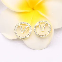 Designer örhänge varumärke V Letter Stud örhängen diamantörhängen juveleris kvinnor bröllopsfest gåva