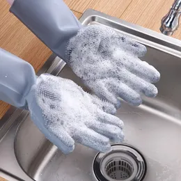 Oven Mitts Dishwashing Cleaning Gloves Magic Silicone Rubber Dish Washing for Household Sponge Scrubber Kitchen Tools 230919