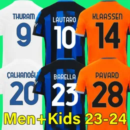 23 24 Soccer Jerseys Lautaro Thuram 2023 2024 Bastoni Pavard Calhanoglu Milans Dumfries de Vrij Barella Inter Football Shirt Cuadrado Men Kits Kits