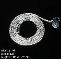 2MM 925 Sterling Silber glatte Ketten Halsketten für Frauen Mode Karabinerverschluss Schmuck Damenkette Größe 16-24 Zoll günstig Großhandel4078664