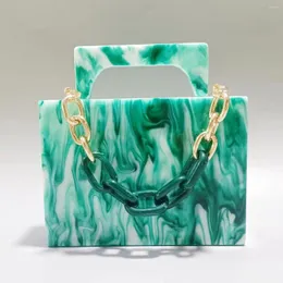 Torby wieczorowe luksusowe designerskie torebki 2023 Kobiety Messenger Bag Green Acryl Lady Plaid Clutch Tourse Chain Crossbody
