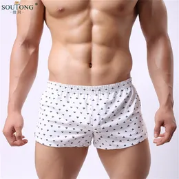 Whole-SouTong New Men Sexy Underwear Boxers Male Cotton Men Shorts Breathable Homewear Sleepwear Cueca Boxers Underpants Trunk313r