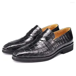 Sapatos de vestido piliyuan crocodilo couro masculino manual conjunto pé costura homens lazer negócios homens formais