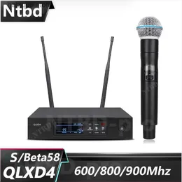 Microphones New! NTBD Professional Wireless Microphone QLXD4 UHF Stage Performance Singing Party Handheld Microphone with High Quality T230919