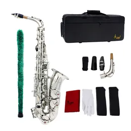 SLADE E-flat Alto Saxophones Sax Silver Professional With Carved White Shells For Beginners To Perform Saxophone Adult Eb Fashion Saxe