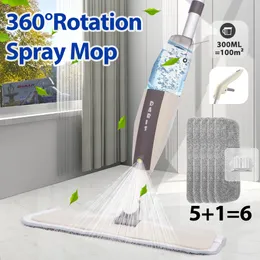Ręczne przepychanie przemiatające spray mop podłogowe z wielokrotnym użyciem podkładek mikrofibry 360 stopni do domu w kuchni laminowanej drewniane płytki ceramiczne czyszczenie 230919