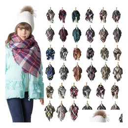 100X100Cm Big Winter Square Scarf Fashion Long Plaid Shawl Children Uni Acrylic Shawls Blanket Scarves Warm Bufandas Drop Delivery Dhgpv