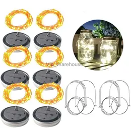 LED Strings Party 6pcs/Lot wiszący Solar Mason Jar Lid Lights 10 20 diody LED Light