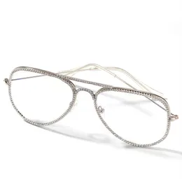 Diamond Glasses Diamond Jewelry Cubic Zirconia Fashion Hip Hop Glasses Silver Gold Eloy Material Normal Mirror306G