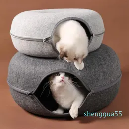 Cat Toys Cats House Basket Natural Felt Cave Beds Nest Funcy Round-Type-type مع حصيرة وسادة للكلاب الصغيرة Prppy Pets Supplie2952