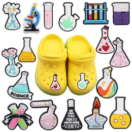 Partihandel 100st PVC Microscope Science Flower Test Tube Bägare Conical Flask Alkohol Lampsko Charms Fit armband Ornamenttillbehör