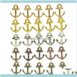 Findings Components Jewelry1000Pcs 14x19Mm Diy Jewelry Aessories 5 Colors Bronze Sier Gold Color Alloy Vintage Ocean Anchor Charms241r
