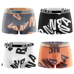 Unterhosen 4pcslot Mode Männer Höschen Nahtlose Brief Gedruckt Unterhose Atmungsaktive Mann Unterwäsche Plus Größe Männliche Boxer calzoncillo hombre 230919