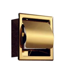 Toilet Paper Holders Single Wall Bathroom Roll Box Polished Gold Recessed Toileissue Holder All Metal Contruction 304 Stainless Drop D Dh05X