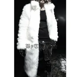 Futro męskie sztuczne futro Wepbel Czarno -białe gotyckie kurtki płaszcz płaszcza Zimowa odzież męska naśladowanie Fur Fort Trench Płaszcz Mężczyzn