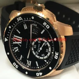 Top Quality Diver 18k Rose Gold W7100054 Black Dial Mens Machinery Relógios de pulso esportivos automáticos Presente de Natal Masculino Watche232c