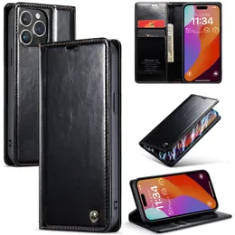 Caseme Retro Leather Magnetic Card Holder Wallet Case For iPhone 15 Pro Max 14 13 12 11 XS XR X 8 7 Plus Flip Stand Phone Cover Conque