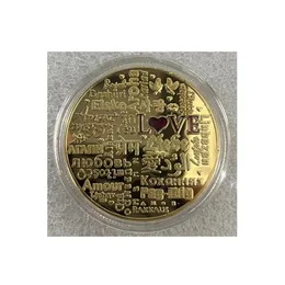 5 шт./компл. памятная новинка-монета «Слово любви», окрашенная в золото/серебряное покрытие.cx